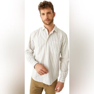 NWT FRANK AND OAK  Kapok Button-up Striped Poplin Shirt - *still in package* NEW